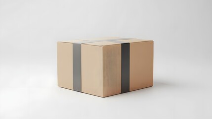 Obraz premium A simple parcel box on a white background long title A 3D rendered image of a plain cardboard parcel box in a minimal studio setup against a clean