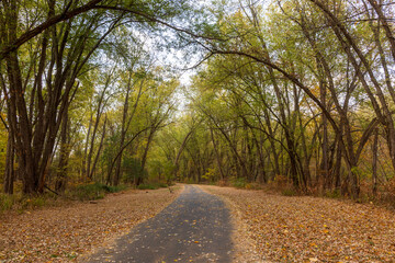 Katelyn Park and Saddle River Park in New Jersey. Scenic fall landscape.