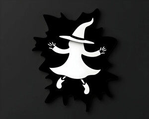 Obraz premium Silhouette of white witch figure on black splash