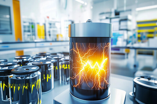 Innovative battery research taking place in laboratory environment Generative AI