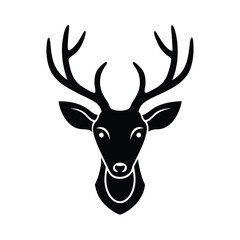 Wild deer head silhouette vector illustration features a mammal with antlers