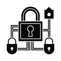 Vector illustration of lock and key icon set for security and protection design