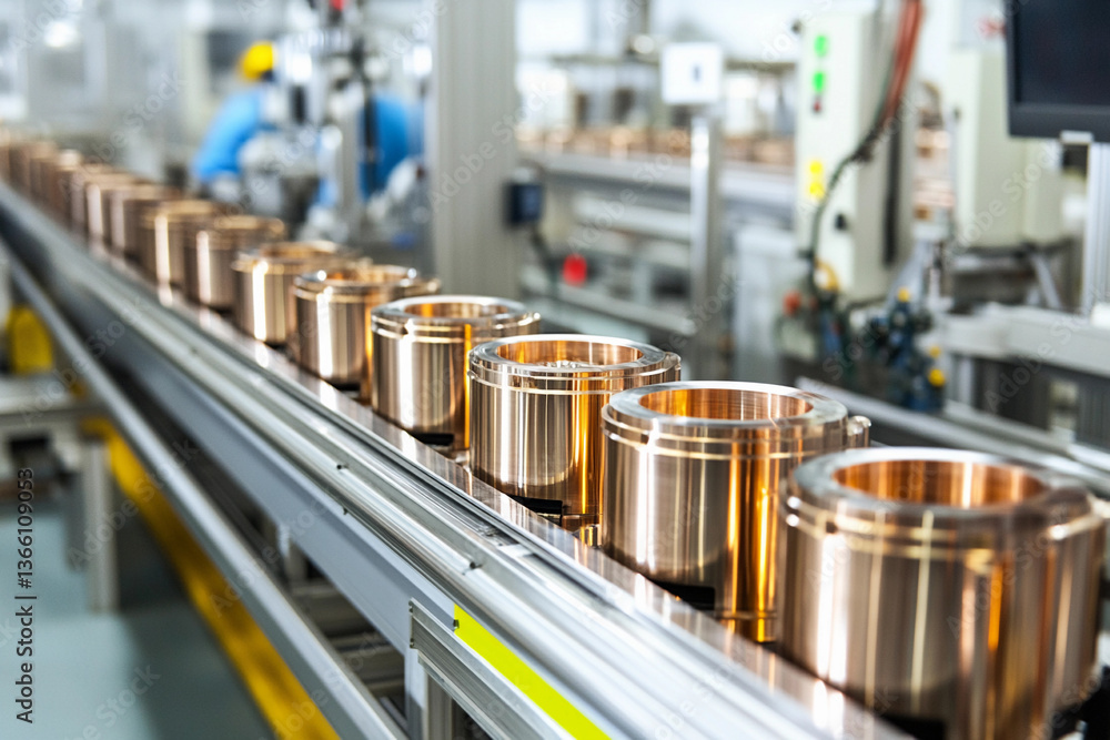 Aufkleber high-tech production line for copper components in industry generative ai
