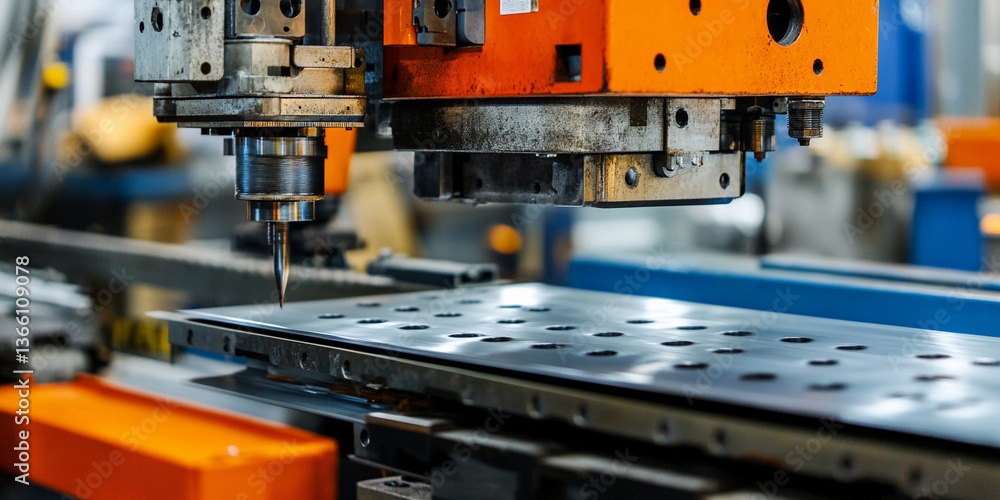 Poster industrial sheet metal press working on precision components generative ai