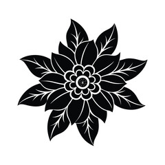 Abstract floral vector art illustration features a blossom with leaf and petal design elements