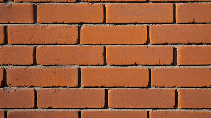 Obraz premium Red brick wall in daylight, showcasing clean and rustic texture. Perfect for backgrounds