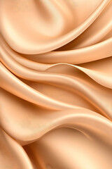 Fototapeta premium Smooth, flowing peach-colored silk fabric with elegant, soft waves and folds