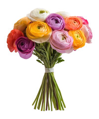 Fototapeta premium PNG Bouquet of colorful ranunculus flowers bouquet arrangement.