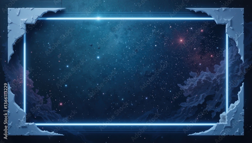 Poster cosmic exploration event outer space digital art celestial environment wide-angle view galactic conc