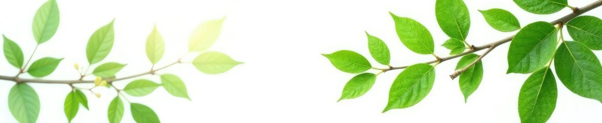Obraz premium Branches with leaves isolated on white background, green, foliage, plant details