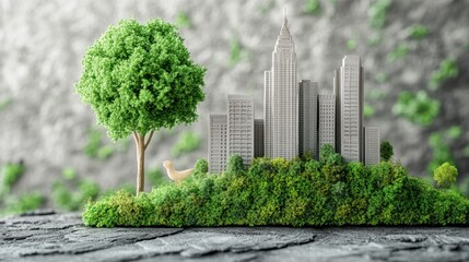 A specialist in environmental sustainability designing eco-friendly building materials, with green technologies, insulation, and eco-friendly materials visible