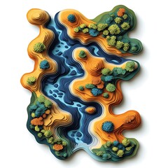 Detailed river delta artwork with curves high resolution picture