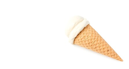 Creamy Ice Cream Cone on a White Background