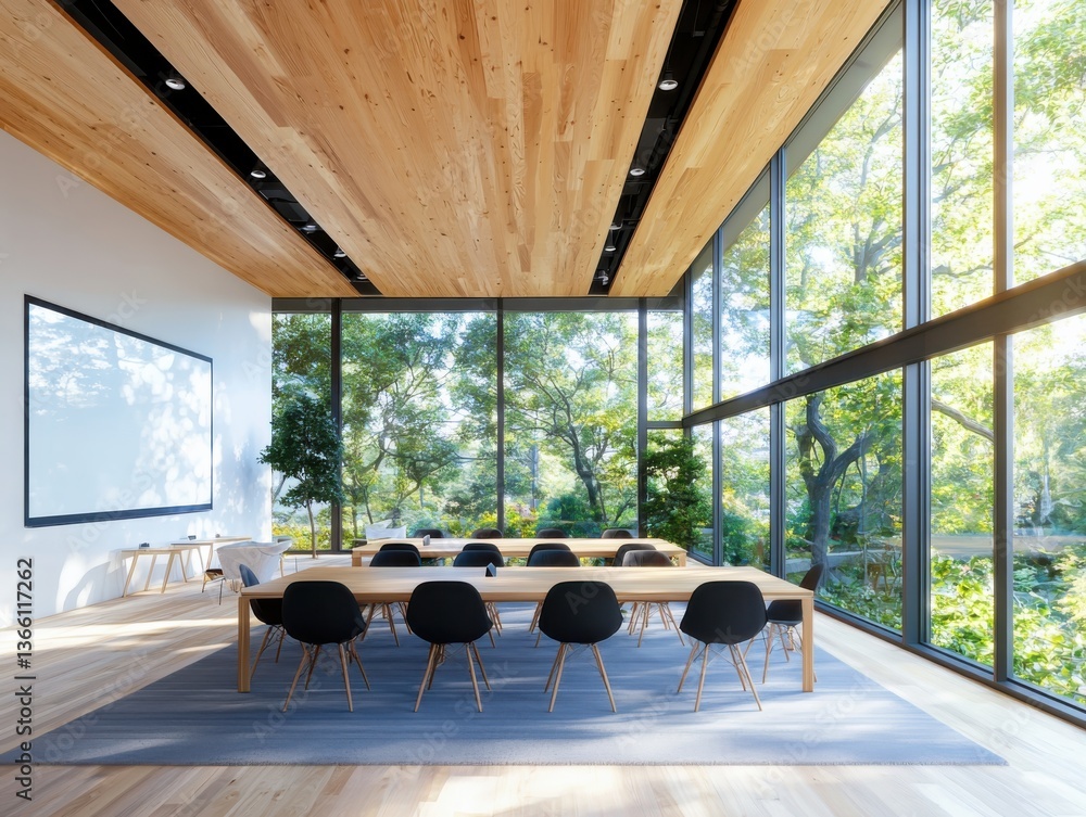 Poster smooth slide transition optimization in a modern conference room enhancing presentation flow realist