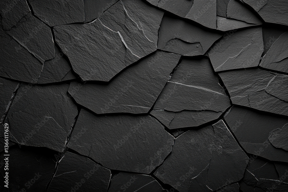 Poster textured black slate background with natural stone patterns and deep shadows.