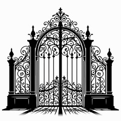 Fototapeta premium gate silhouette , wrought iron gate silhouette