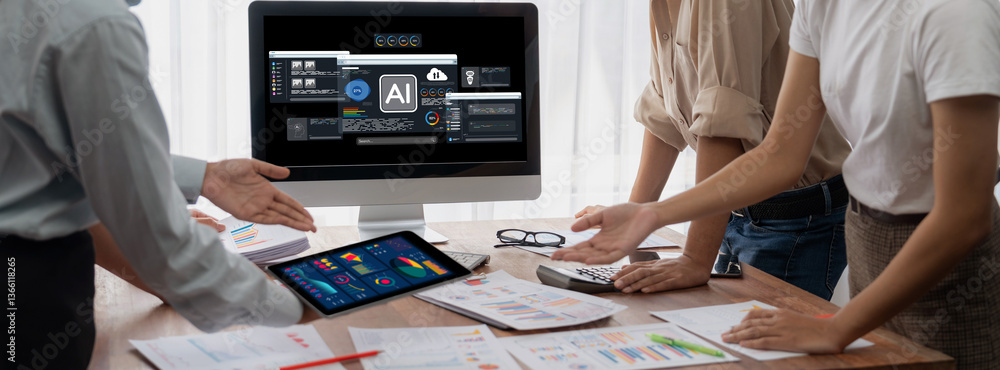 Aufkleber Generative AI virtual assistant tools for prompt engineer and user for ease of engage artificial intelligence AI technology help people to work with generative AI functions by prompting the AI brisk