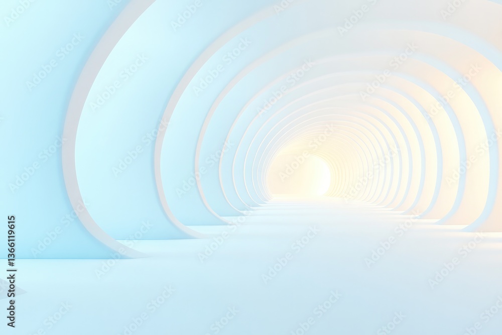 Poster futuristic 3d-rendered interior space with abstract design elements featuring smooth curved surfaces