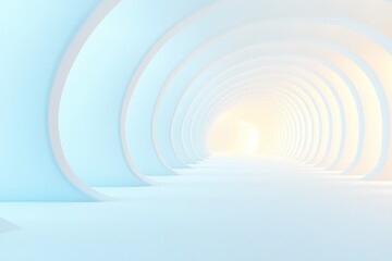 Obraz premium futuristic 3d-rendered interior space with abstract design elements featuring smooth curved surfaces set against minimalist