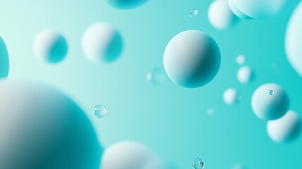 Floating Spheres and Water Droplets in a Clean Abstract Minimalist Design