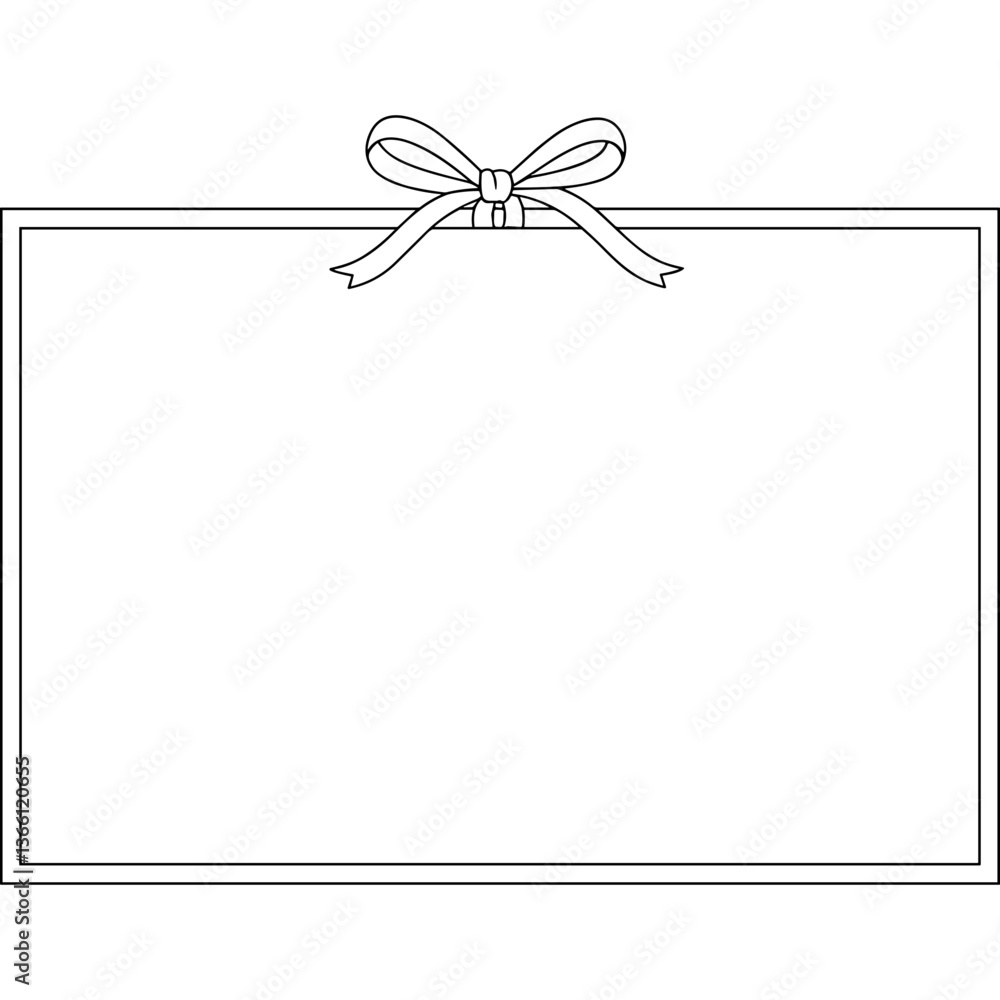 Poster blank card with bow rectangular frame simple design for message invitation greeting card or certific