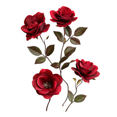 A Bunch of Red Roses Climbing Rose Isolated on Transparent Background