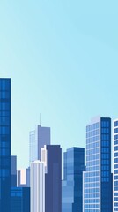 Fototapeta premium City Skyline Illustration with Tall Buildings and Clear Blue Sky