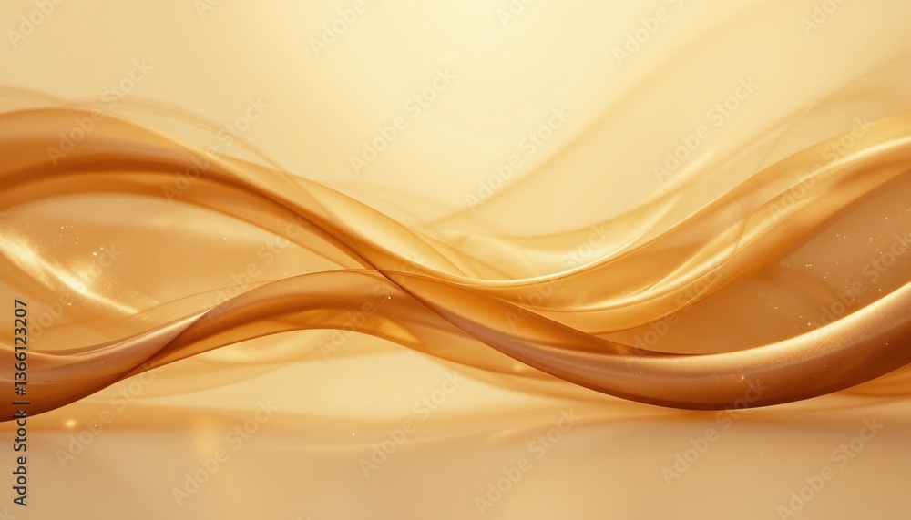 Poster dynamic flow of golden waves abstract digital art elegantly smooth background contemporary style clo