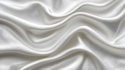 Fototapeta premium Silken Symphony: A close-up captures the delicate beauty of pure silk fabric, its smooth, lustrous texture dancing in fluid folds, hinting at opulence and serenity.