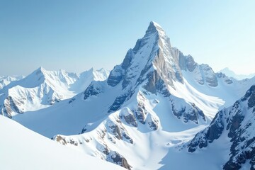 Obraz premium Snow-covered mountain peak, pristine white landscape, white, image, altitude