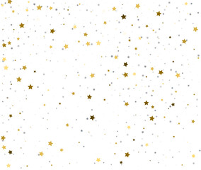 Fototapeta premium White Festive Background with Scattered Gold and Silver Stars.