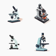 Four different types of microscopes are shown in the image
