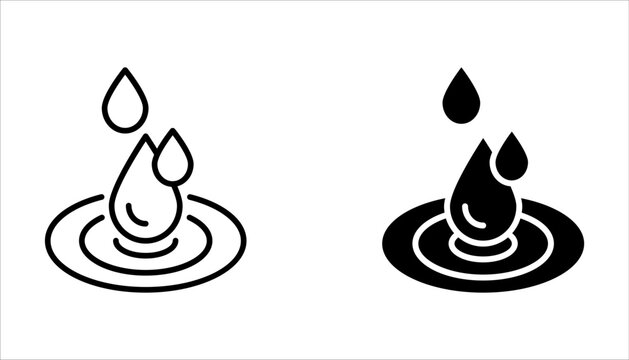 Skin hydration line outline icon set, vector illustration on white background.