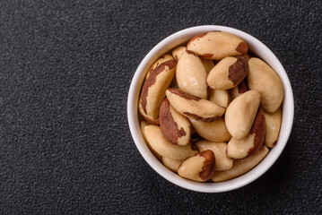 Brazil nut kernels in ceramic bowl