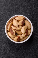 Brazil nut kernels in ceramic bowl