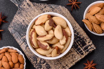 Brazil nut kernels in ceramic bowl