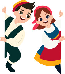 Happy Kids Peeking Spanish Costumes, happy International Dance Day