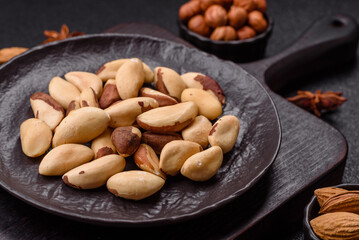 Brazil nut kernels in ceramic bowl