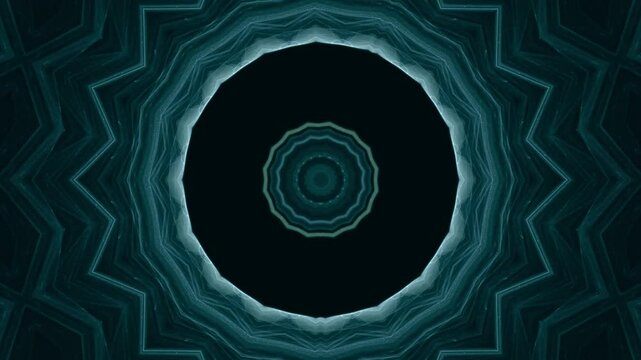animiertes sternf&ouml;rmiges Muster aus symmetrischen  Formen und feinen Linien &ndash; abstrakter Hintergrund f&uuml;r Meditation, Design und moderne visuelle Kunst, t&uuml;rkis