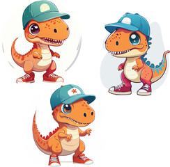 set of funny cartoon dragons