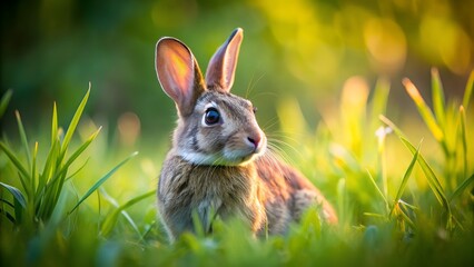 Rabbit in the grass hd 8k wallpaper 