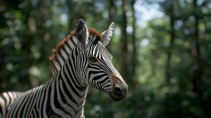Fototapeta premium Profile Of Zebra In Forest