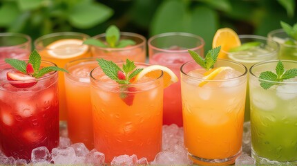 Fototapeta premium Refreshing Fruit-Infused Iced Drinks with Mint