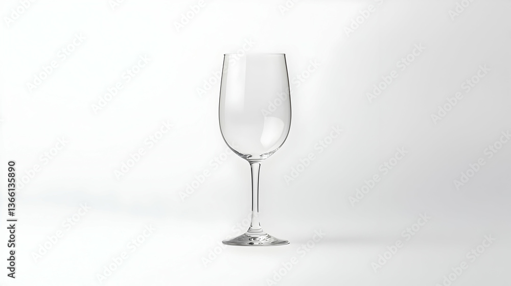Poster single elegant empty wine glass on white background demonstrating transparency reflection and smooth