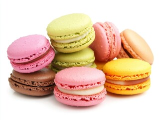 Obraz premium Colorful Pastel Macarons on White Background
