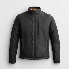 Stylish Black Jacket with Contrast Lining for Outdoor Activities
