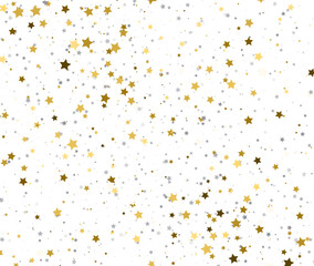 Golden and Silver Stars Scattered for Festive Celebration.