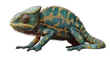 Naklejka premium Realistic chameleon, isolated on a transparent background