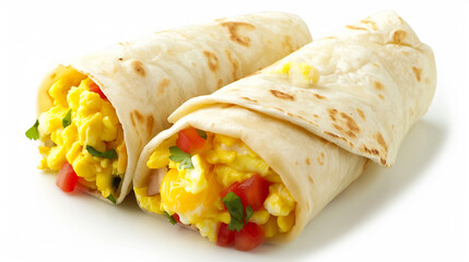 Burrito with Scrambled Egg on white background