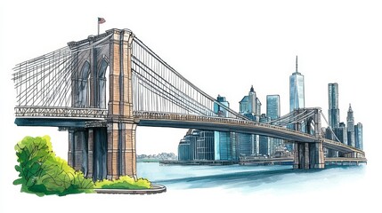 Fototapeta premium Artistic interpretation showcasing the detailed beauty of New York's landmark.